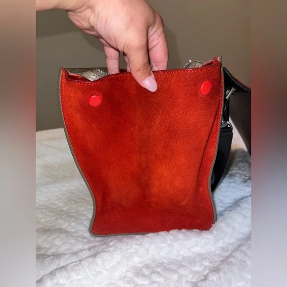 Céline Trapeze Bag Tri-Color Leather & Suede (Black/Grey/Red) W/COA - Picture 10 of 14